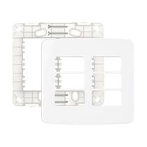 Placa Com Suporte Margirius B3 4x4 Para 6 Módulos Horizontais Branca