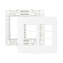 Placa com Suporte MarGirius B3 4x4 para 6 Módulos Horizontais Branca