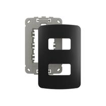 Placa Com Suporte Margirius B3 Colors 4x2 Para 2 Módulos Horizontais Preto Ebony Placa Com Suporte Margirius B3 Colors 4x2 Para 2 Módulos Horizontais Preto Ebony