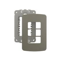 Placa Com Suporte Margirius B3 Colors 4x2 Para 3 Módulos Horizontais Argila Placa Com Suporte Margirius B3 Colors 4x2 Para 3 Módulos Horizontais Argila