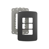 Placa Com Suporte Margirius B3 Colors 4x2 Para 3 Módulos Horizontais Grafite Placa Com Suporte Margirius B3 Colors 4x2 Para 3 Módulos Horizontais Grafite