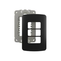Placa Com Suporte Margirius B3 Colors 4x2 Para 3 Módulos Horizontais Preto Ebony Placa Com Suporte Margirius B3 Colors 4x2 Para 3 Módulos Horizontais Preto Ebony