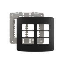 Placa Com Suporte Margirius B3 Colors 4x4 Para 6 Módulos Horizontais Preto Ebony Placa Com Suporte Margirius B3 Colors 4x4 Para 6 Módulos Horizontais Preto Ebony