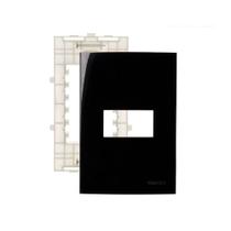 Placa Com Suporte Margirius Sleek 4x2 Para 1 Módulo Horizontal Preto Ebony