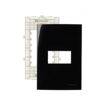 Placa com Suporte MarGirius Sleek 4x2 para 1 Módulo Horizontal Preto Ebony