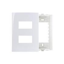 Placa com Suporte MarGirius Sleek 4x2 para 2 Módulos Horizontais Distanciados Branca Placa com Suporte MarGirius Sleek 4x2 para 2 Módulos Horizontais Distanciados Branca