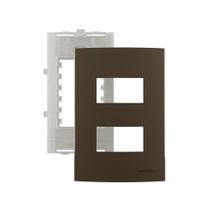Placa com Suporte MarGirius Sleek 4x2 para 2 Módulos Horizontais Distanciados Marrom Placa com Suporte MarGirius Sleek 4x2 para 2 Módulos Horizontais Distanciados Marrom
