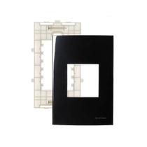 Placa Com Suporte Margirius Sleek 4x2 Para 2 Módulos Horizontais Preto Ebony Placa Com Suporte Margirius Sleek 4x2 Para 2 Módulos Horizontais Preto Ebony