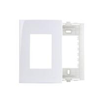 Placa com Suporte MarGirius Sleek 4x2 para 3 Módulos Horizontais Branca