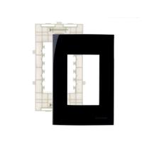 Placa Com Suporte Margirius Sleek 4x2 Para 3 Módulos Horizontais Preto Ebony