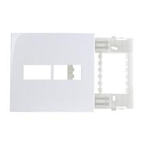 Placa com Suporte MarGirius Sleek 4x4 para 2 Módulos Horizontais Branca