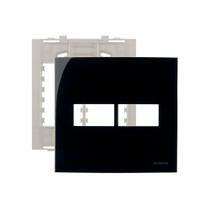 Placa Com Suporte Margirius Sleek 4x4 Para 2 Módulos Horizontais Preto Ebony Placa Com Suporte Margirius Sleek 4x4 Para 2 Módulos Horizontais Preto Ebony