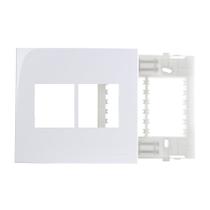 Placa com Suporte MarGirius Sleek 4x4 para 4 Módulos Horizontais Branca Placa com Suporte MarGirius Sleek 4x4 para 4 Módulos Horizontais Branca