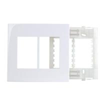 Placa Com Suporte Margirius Sleek 4x4 Para 6 Módulos Horizontais Branca Placa Com Suporte Margirius Sleek 4x4 Para 6 Módulos Horizontais Branca