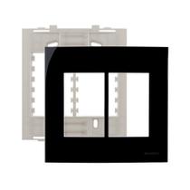 Placa Com Suporte Margirius Sleek 4x4 Para 6 Módulos Horizontais Preto Ebony Placa Com Suporte Margirius Sleek 4x4 Para 6 Módulos Horizontais Preto Ebony