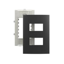 Placa com Suporte MarGirius Sleek Colors 4x2 para 2 Módulos Horizontais Distanciados Grafite Placa com Suporte MarGirius Sleek Colors 4x2 para 2 Módulos Horizontais Distanciados Grafite
