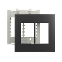 Placa com Suporte MarGirius Sleek Colors 4x4 para 6 Módulos Horizontais Grafite