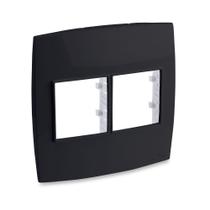 Placa com Suporte Tomadas 4X4 4 Posições Preto Rubi - Force Line