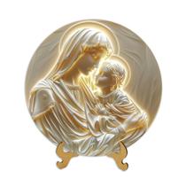 Placa com tema Religioso com apoio de mesa Maria Nossa Senhora Cruz Jesus Fé 20cm