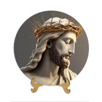 Placa com tema Religioso com apoio de mesa Maria Nossa Senhora Cruz Jesus Fé 20cm