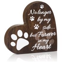 Placa comemorativa para animais de estimação Yalikop, madeira em forma de coração, marrom escuro