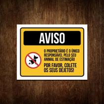 Placa Condomínio Atenção Colete Dejetos Animais 27X35 Placa Condomínio Atenção Colete Dejetos Animais 27X35