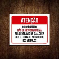 Placa Condomínio - Estacionamento Extravio Objetos 18X23 Placa Condomínio - Estacionamento Extravio Objetos 18X23