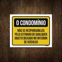 Placa Condomínio Não Responsabiliza Extravio Objetos 27X35 Placa Condomínio Não Responsabiliza Extravio Objetos 27X35