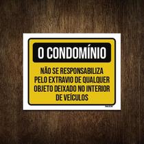 Placa Condomínio Não Responsabiliza Extravio Objetos 36X46