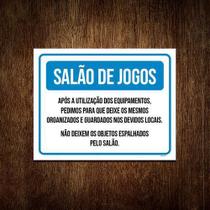 Placa Condomínio Salão De Jogos Equipamentos 18X23