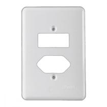 Placa Conjunto Ilumi Stylus Branco 4X2 - 1 Interruptor + 1 Tomada - 20420 Placa Conjunto Ilumi Stylus Branco 4X2 - 1 Interruptor + 1 Tomada - 20420