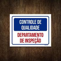 Placa Controle De Qualidade Departamento Inspeção 27X35