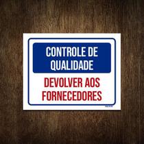 Placa Controle De Qualidade Devolver Fornecedores 27X35