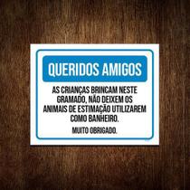 Placa Crianças Brincam No Gramado Não Deixe Animais 18X23