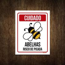 Placa Cuidado - Abelhas Risco De Picada 18X23