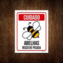 Placa Cuidado - Abelhas Risco De Picada 36x46