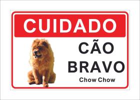 Placa Cuidado Advertência Cão Bravo Chow Chow 25X18Cm