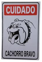 Placa Cuidado Cachorro Bravo Portao Advertencia Bulldog