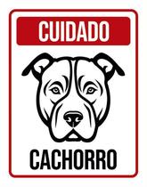 Placa Cuidado Cachorro Pitbull 27X35