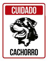 Placa Cuidado Cachorro Rottweiler 3 27X35