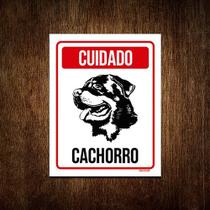 Placa Cuidado Cachorro Rottweiler 3 36x46