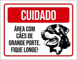 Placa Cuidado Cão Área Cães Grande Porte Fique Longe 27X35