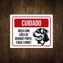 Placa Cuidado Cão Área Cães Grande Porte Fique Longe 36X46