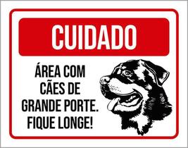 Placa Cuidado Cão Área Cães Grande Porte Fique Longe 36X46