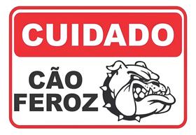 Placa Cuidado Cão Bravo Feroz Sinalização Proteção 20x30