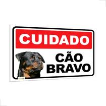 Placa Cuidado Cão Bravo Rottweiler PS 1mm Placa Cuidado Cão Bravo Rottweiler PS 1mm