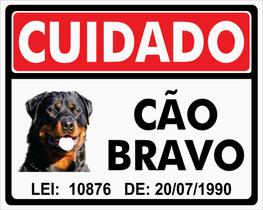 Placa Cuidado Cão Bravo Rottweiler Ps 2mm 25x20 Cm