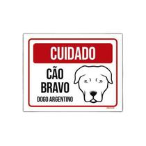 Placa Cuidado Cão Cachorro Bravo Dogo Argentino 18X23