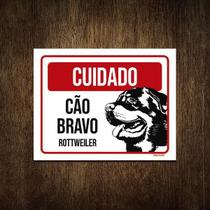 Placa Cuidado Cão Cachorro Bravo Rottweiler 36X46