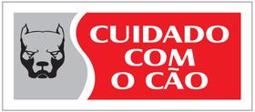 Placa - cuidado com cao - vermelha / em ps 20 x 7cm emplac br
